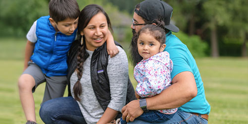 Young family at a park