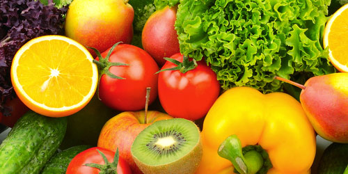 Colorful array of fruits and vegetables